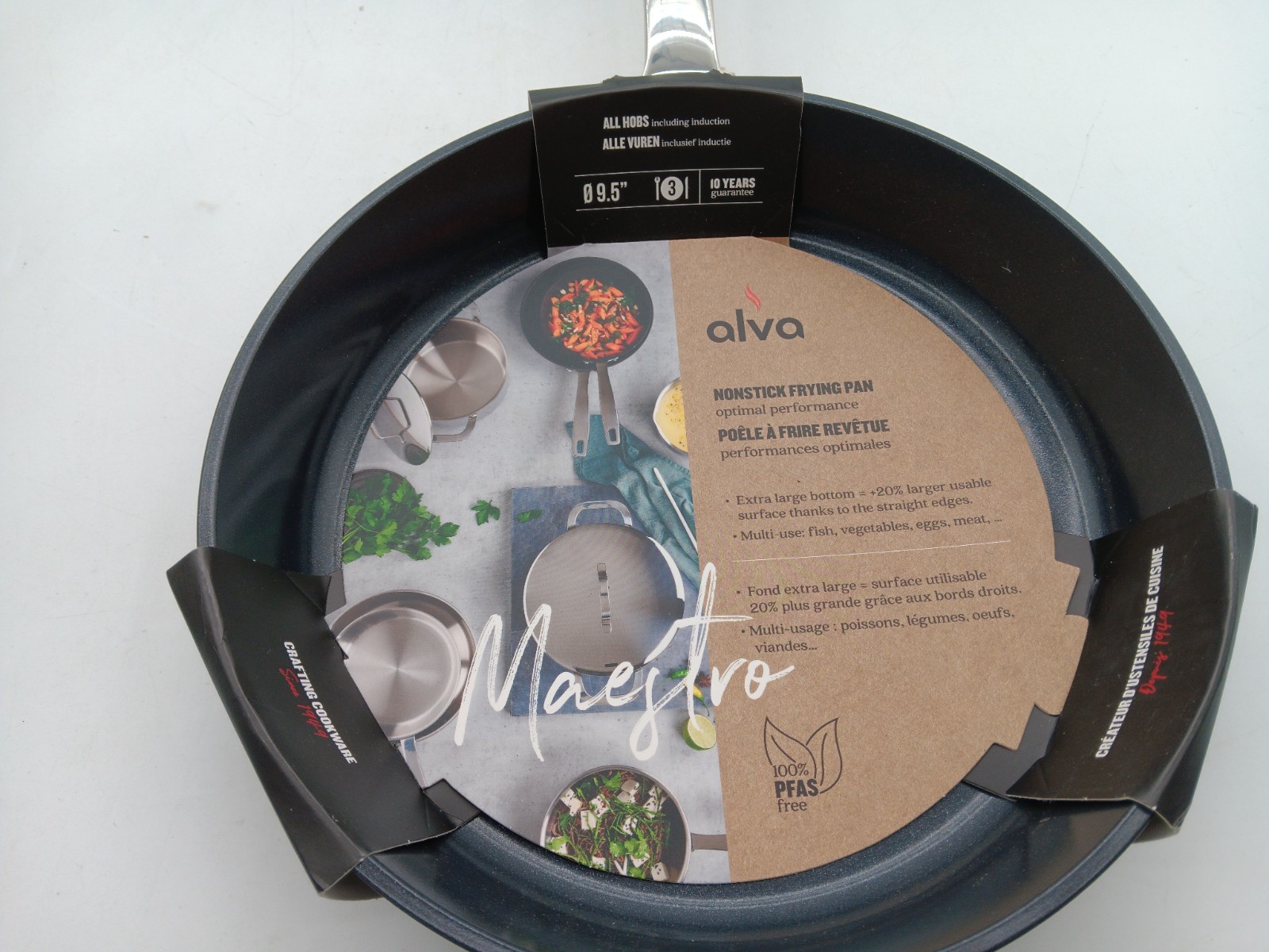 ALVA | TWO NONSTICK FRYING PANS | 8.0″ | 9.5″ | BLACK WITH SLIVER HANDLES