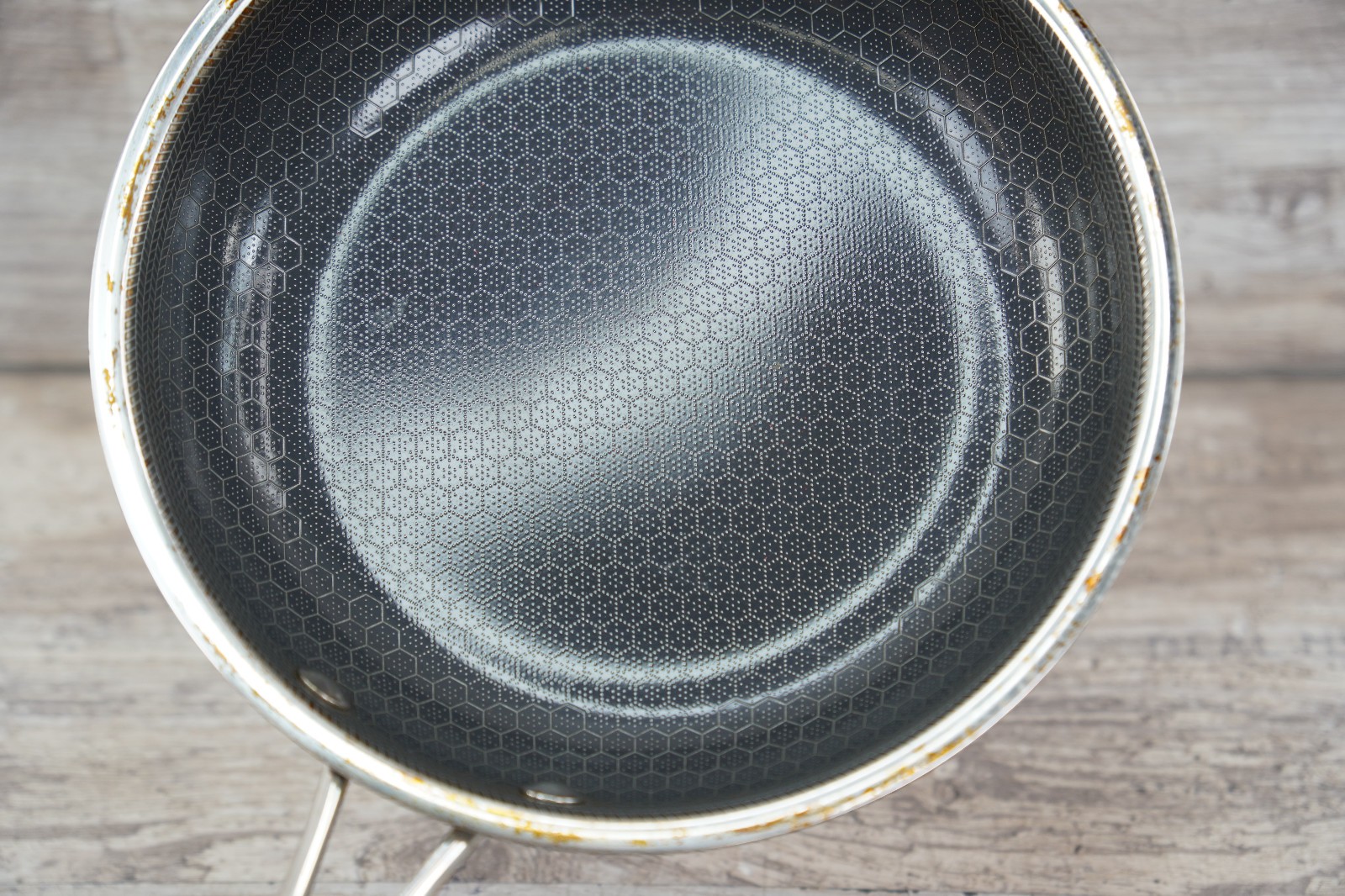 Genuine HexClad 8″ Hybrid Frying Pan Stainless/Nonstick Induction Safe – NO LID