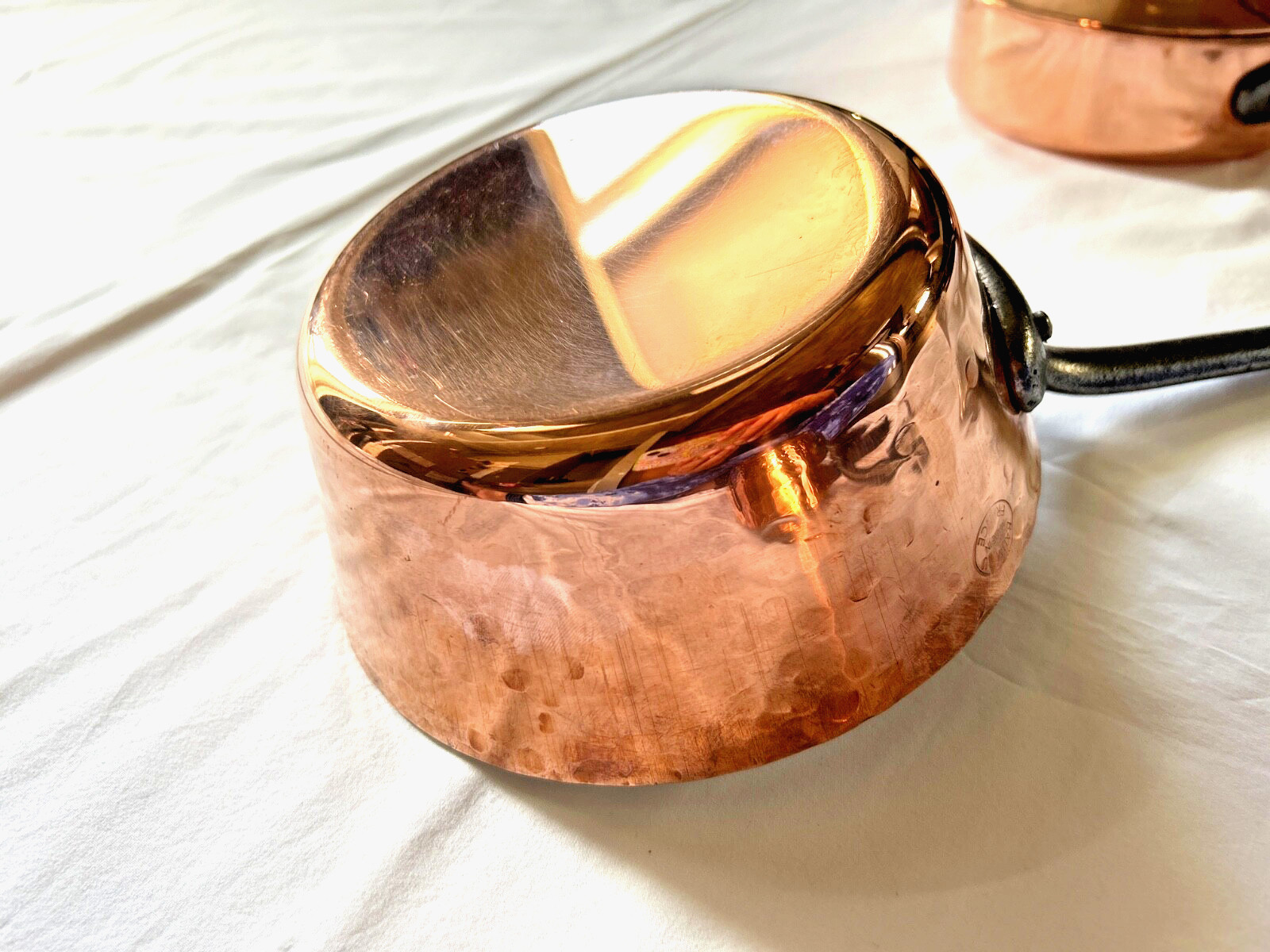 BAUMALU Copper 2 mm Saute Pans and Pots Mixed set of 3 Alsace France New
