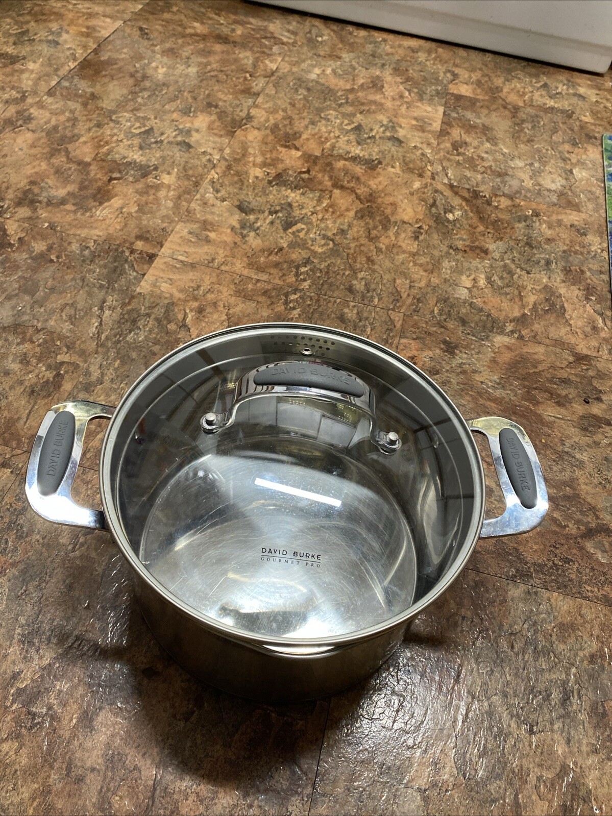David Burke Gourmet Pro Stainless Steel 6.3-QT Stockpot w Lid/pour spouts