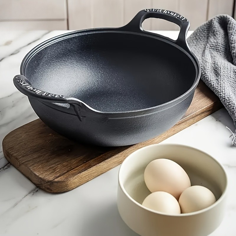 1/2pcs 20cm/7.87in Heavy-Duty Cast Iron Skillet with 2 Handles