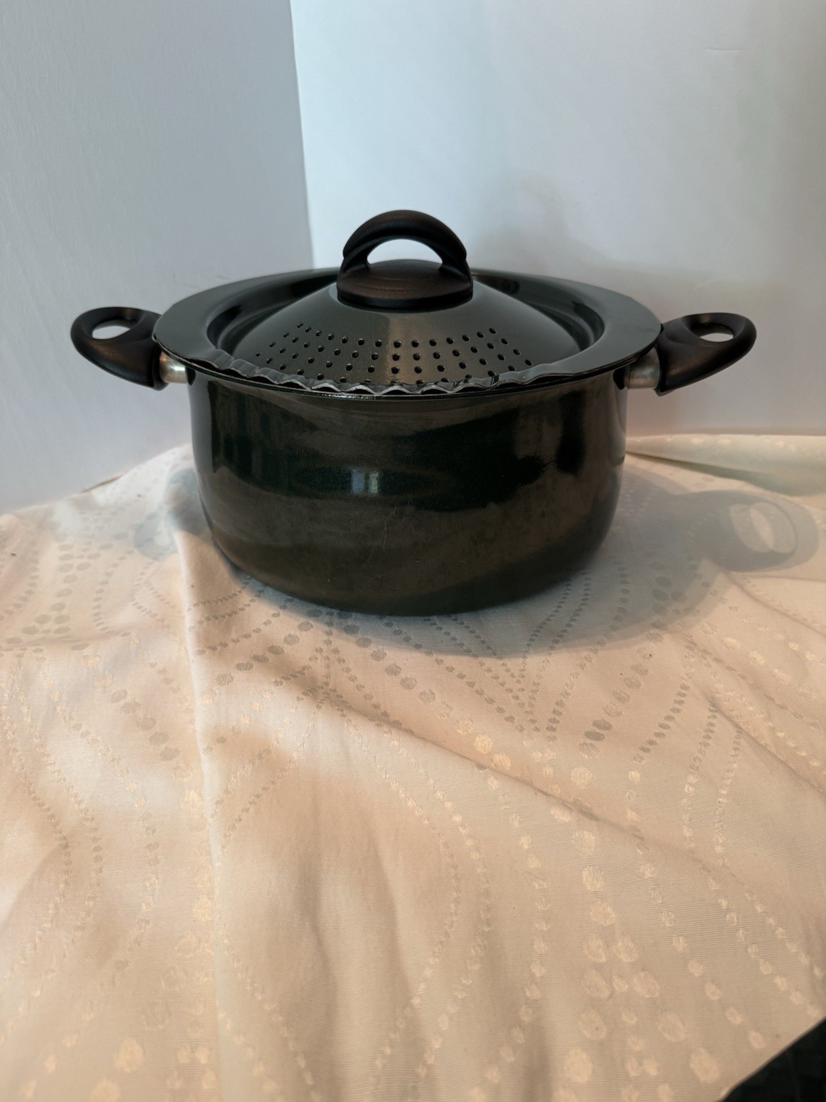 Bialetti 5.5 Qt Pasta Pot Straining Lid Italian Made Nonstick Green