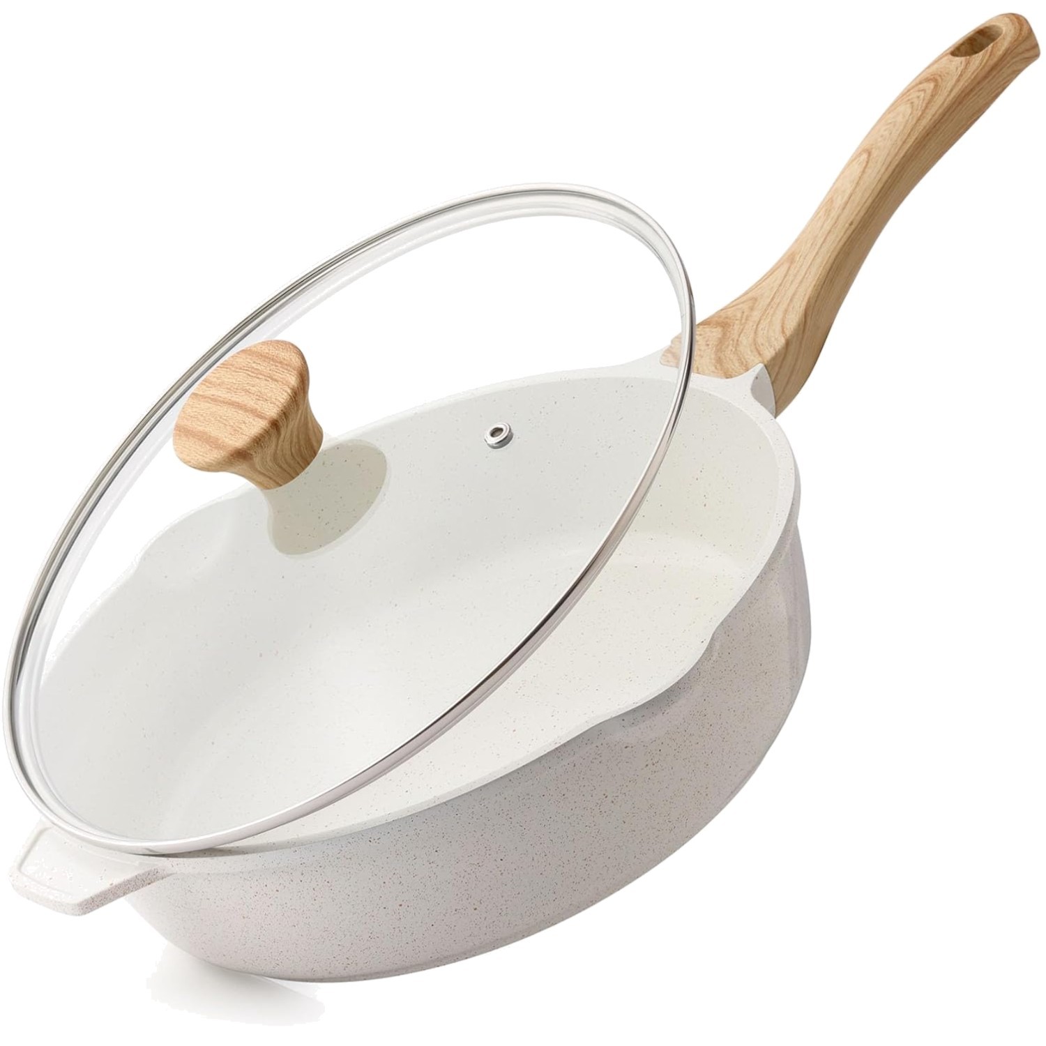 4.5QT Aluminum Nonstick Frying Pan with Lid – Ideal for Stir-Frying & Searing