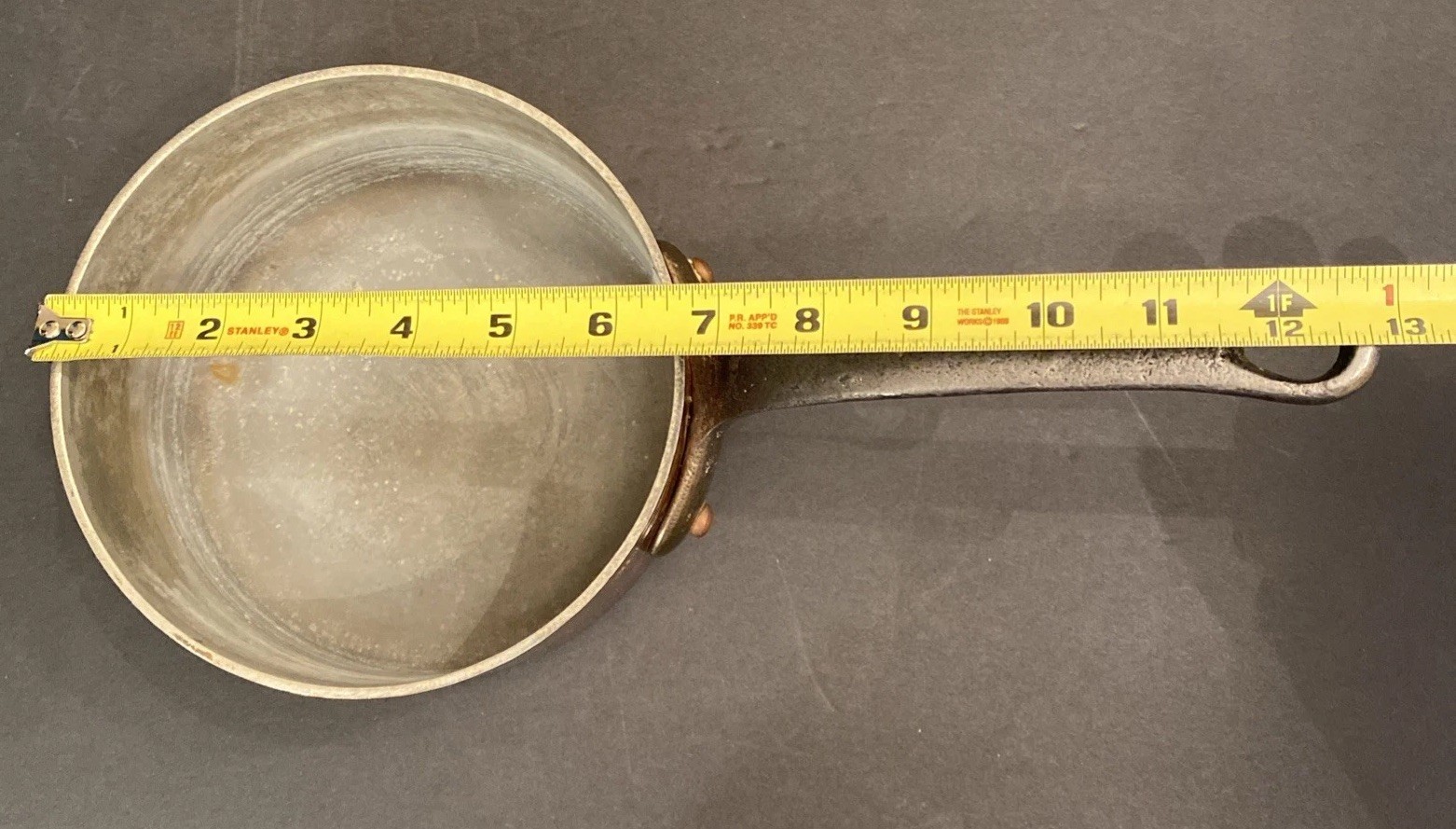Vtg Hammered Copper Sauté Sauce Pan Pot 6.5” x 3.75” Stamped “Made In France”