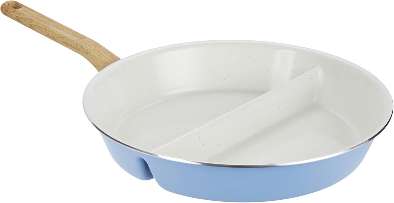 Healthy Ceramic Titanium-Infused 12″ Divided Skillet, Light Blue – Ceramic Cookw