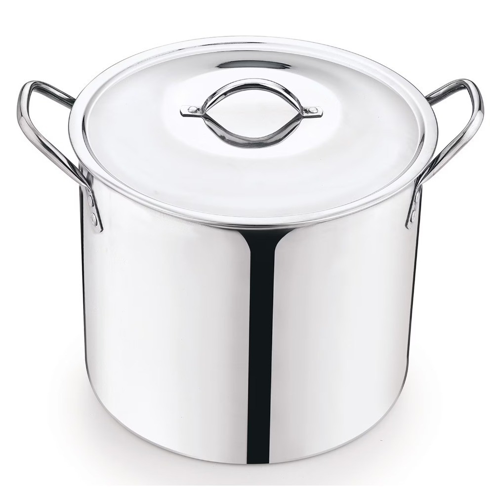 Stainless Steel Stock Pot with Lid 8 Quart Heavy Duty Stay Cool Handles Cooking