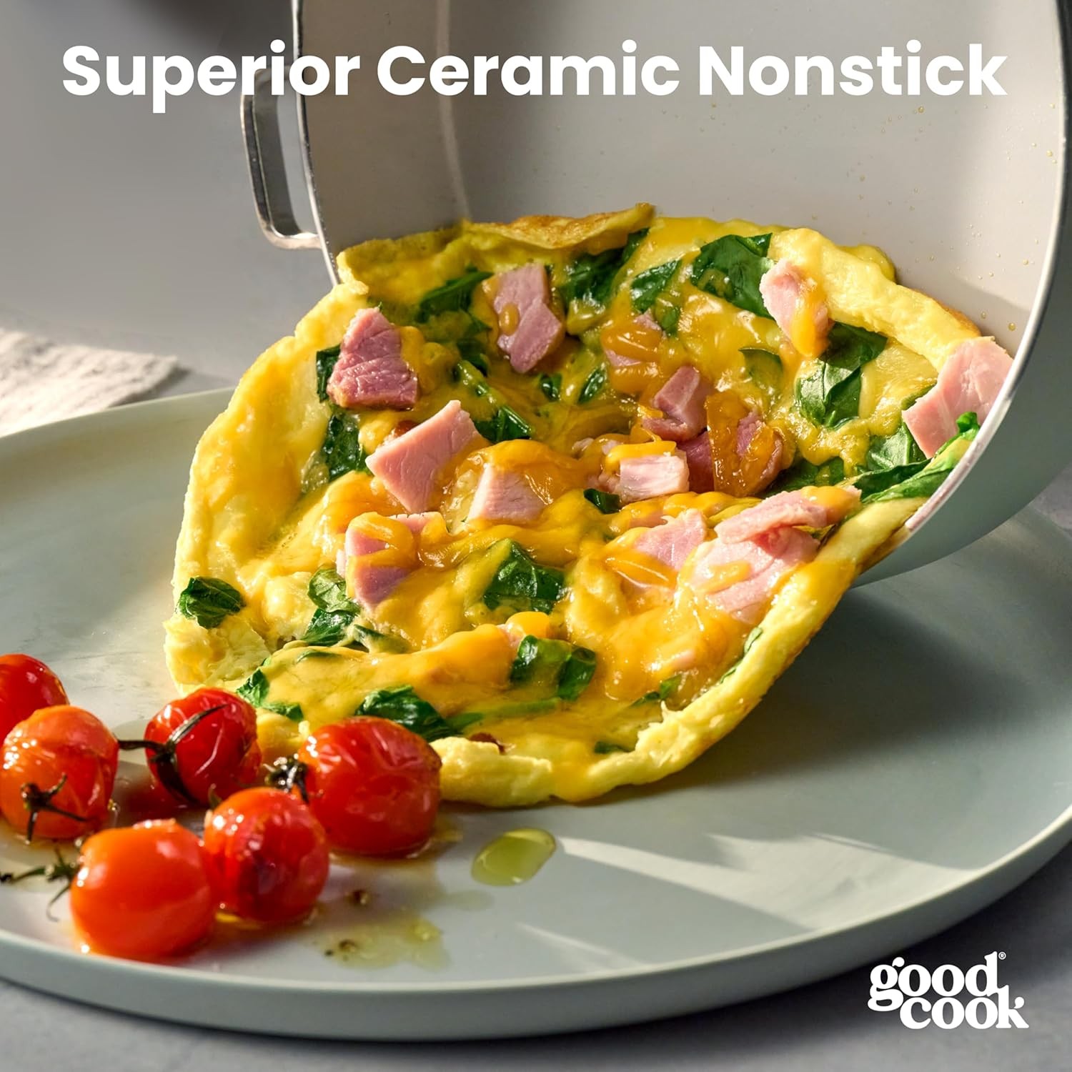 GoodCook Ceramic Cookware Set 5-Piece with Removable Handle, Induction Compatibl