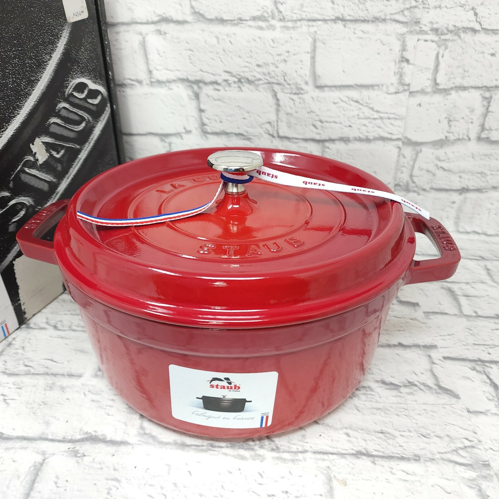 Staub 4 Quart Round Enameled Cast Iron Cocotte, Red Cherry