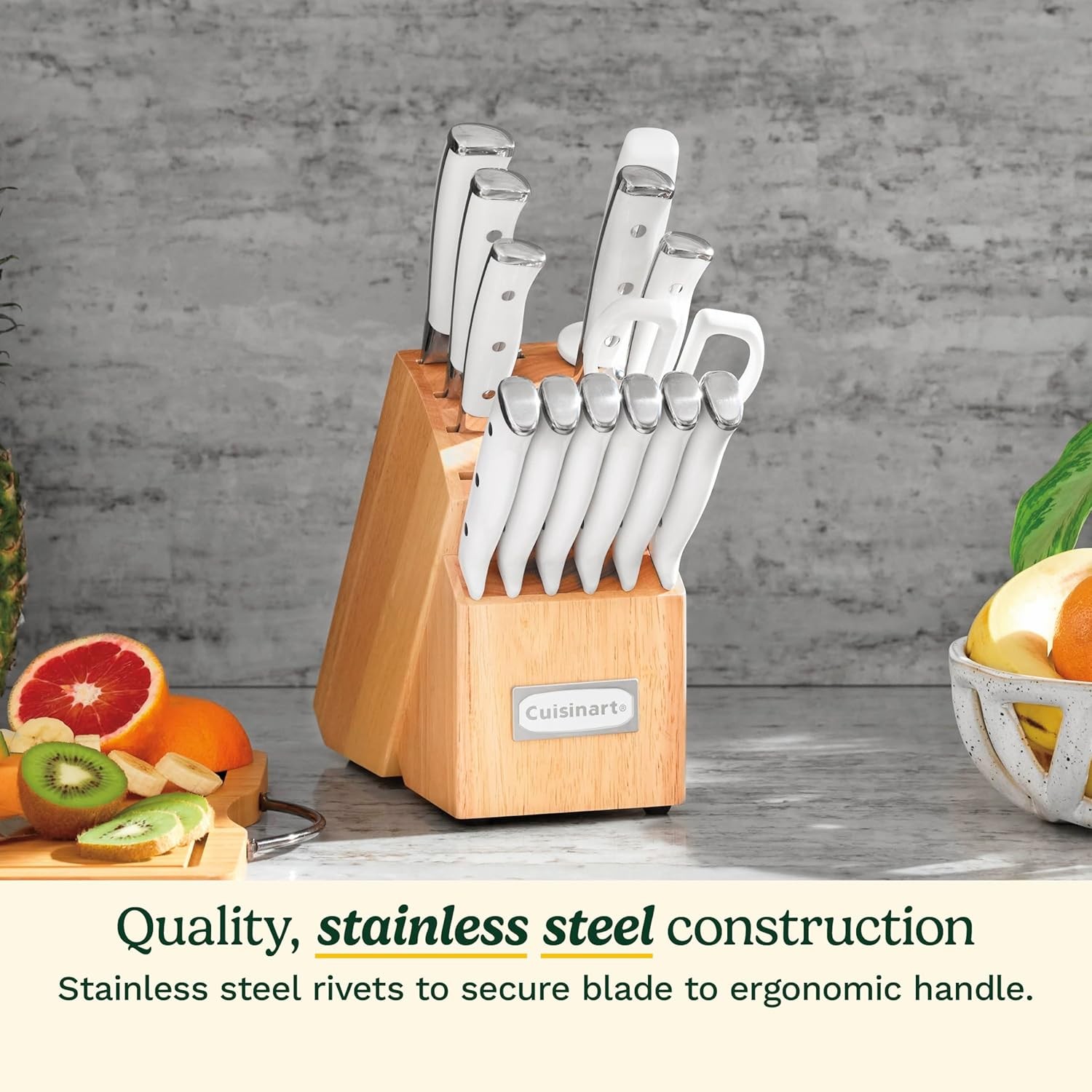 15-Piece Knife Set with Block, High Carbon Stainless Steel, Forged Triple Rivet