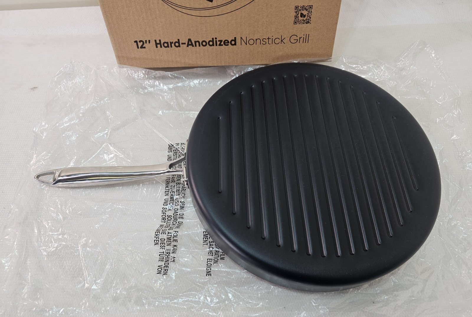 NutriChef 12in Hard-Anodized Nonstick Grill Pan Dishwasher Safe PFOA Free – NEW