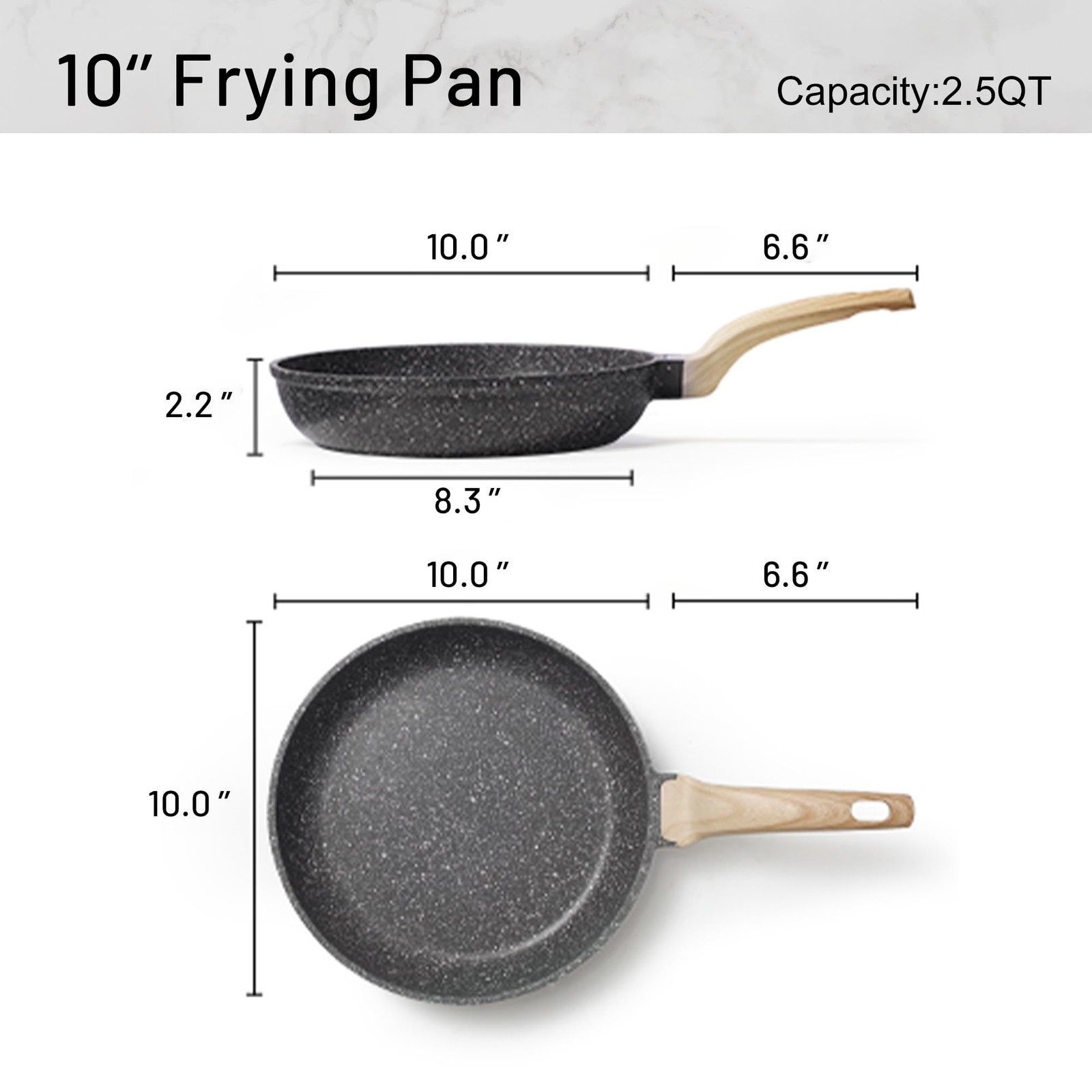 Nonstick Granite Frying Pan, Egg & Omelet Pan, PFOA Free, 10-Inch, Black