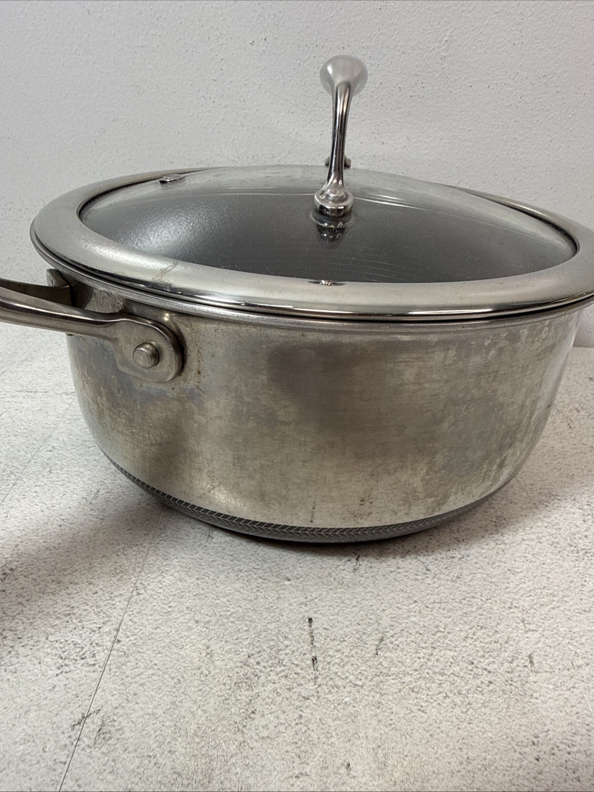 Hexclad Hybrid Nonstick 3 QT Quart Saucepan Pot 8″ With Glass Lid *AS IS*