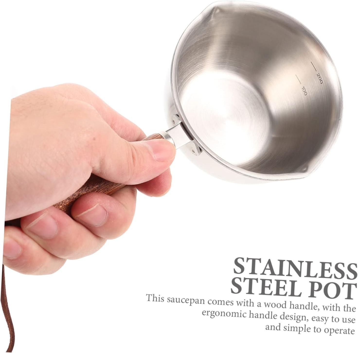 1 Qt Stainless Steel Milk Pot W/ Double Sided Pouring Lips Small Saucepan Stove