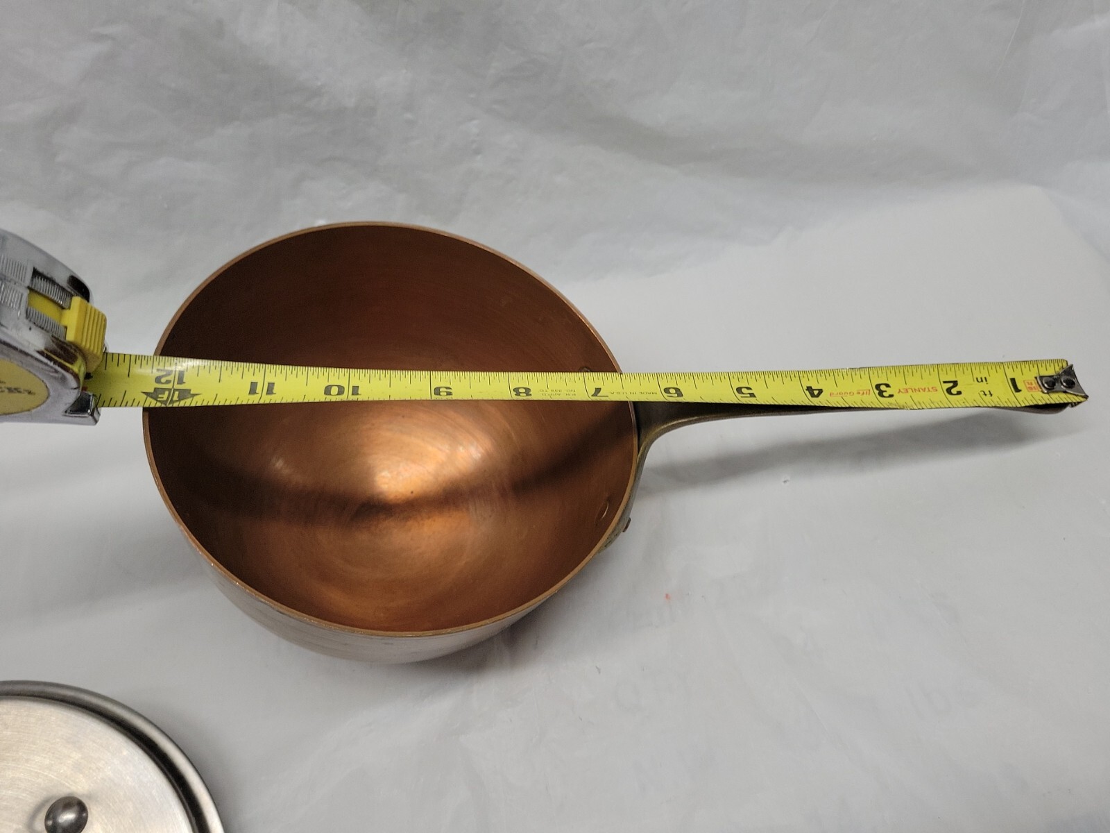 VINTAGE BAZAAR DE LA CUISINE NY/NY 6″ SOLID COPPER POT BRASS HANDLE W/LID #5365