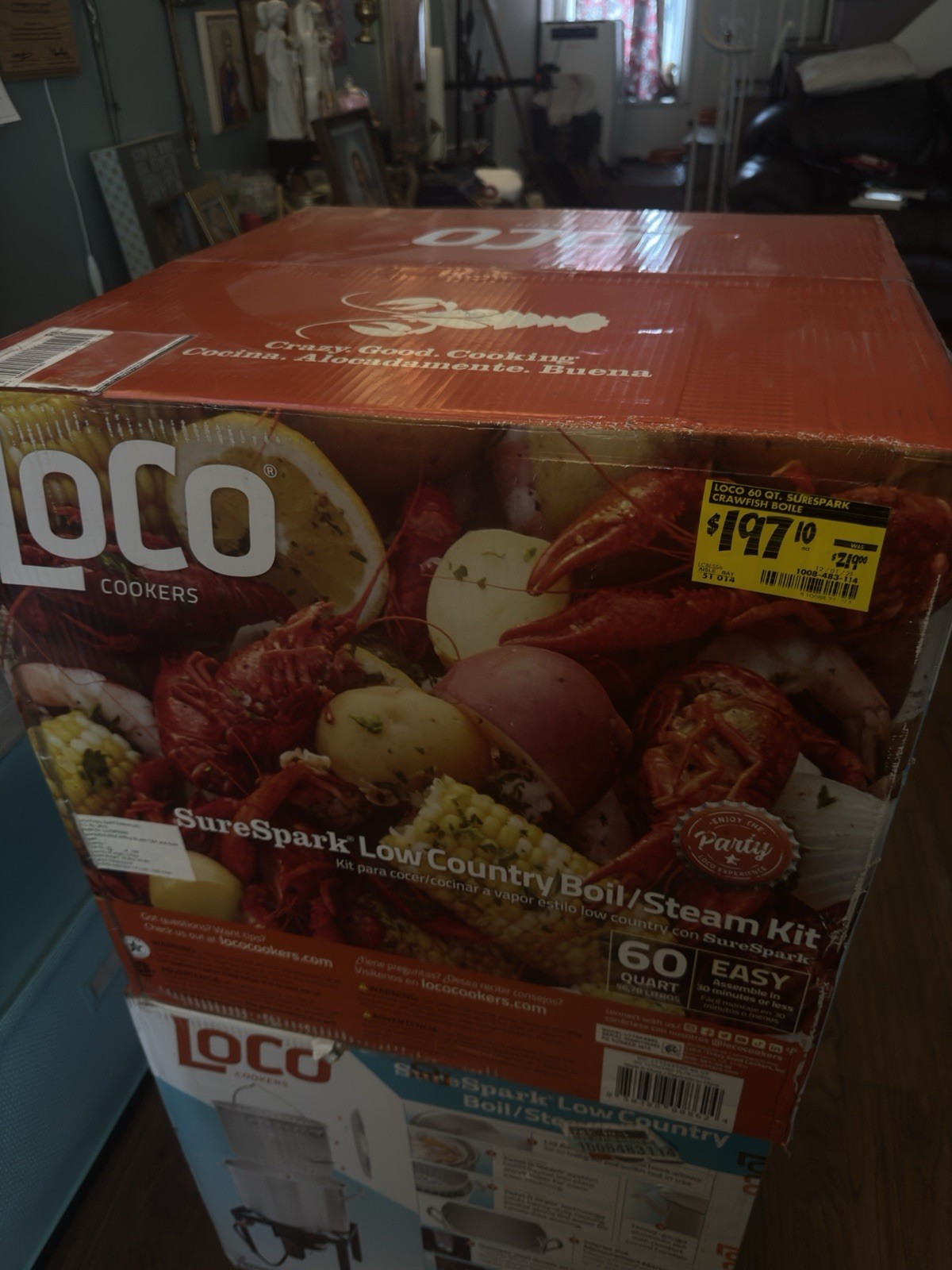 Seafood boil pot LoCo SureSpark Low Country Boil/Steam Kit Stainless Steel 60 Qt
