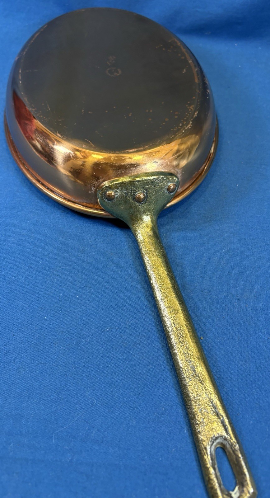 ODI Solid Copper 10” x 7 Inch Skillet / Fry Pan With Brass Handle No Lid