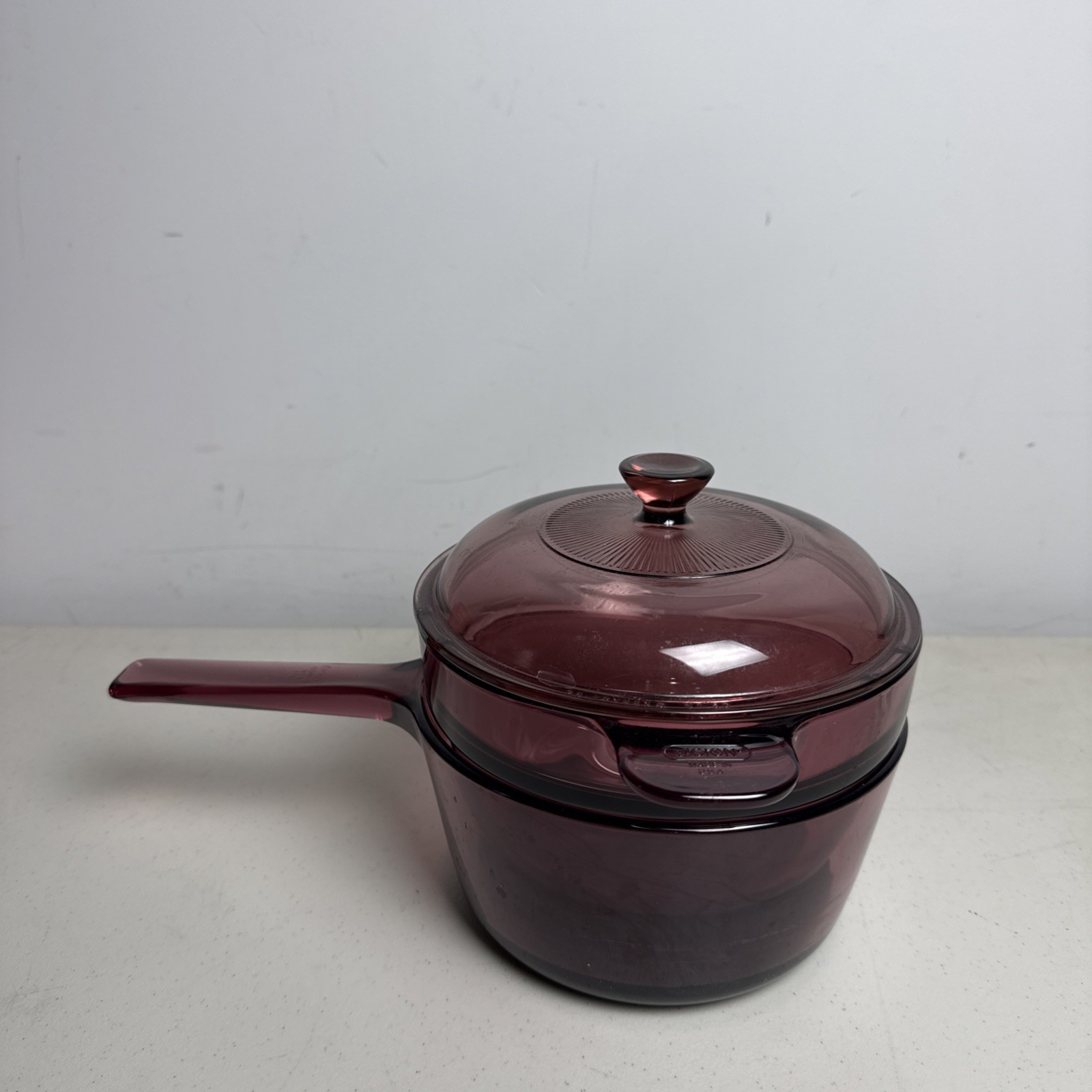 Vintage Pyrex Visions Cranberry Corning Corelle 1.5L Double Boiler w Insert Lid