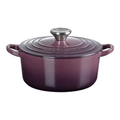 Le Creuset Cocotte 24cm 9.5in 4.5qt Fig Purple Silver knob Cast Iron Dutch oven