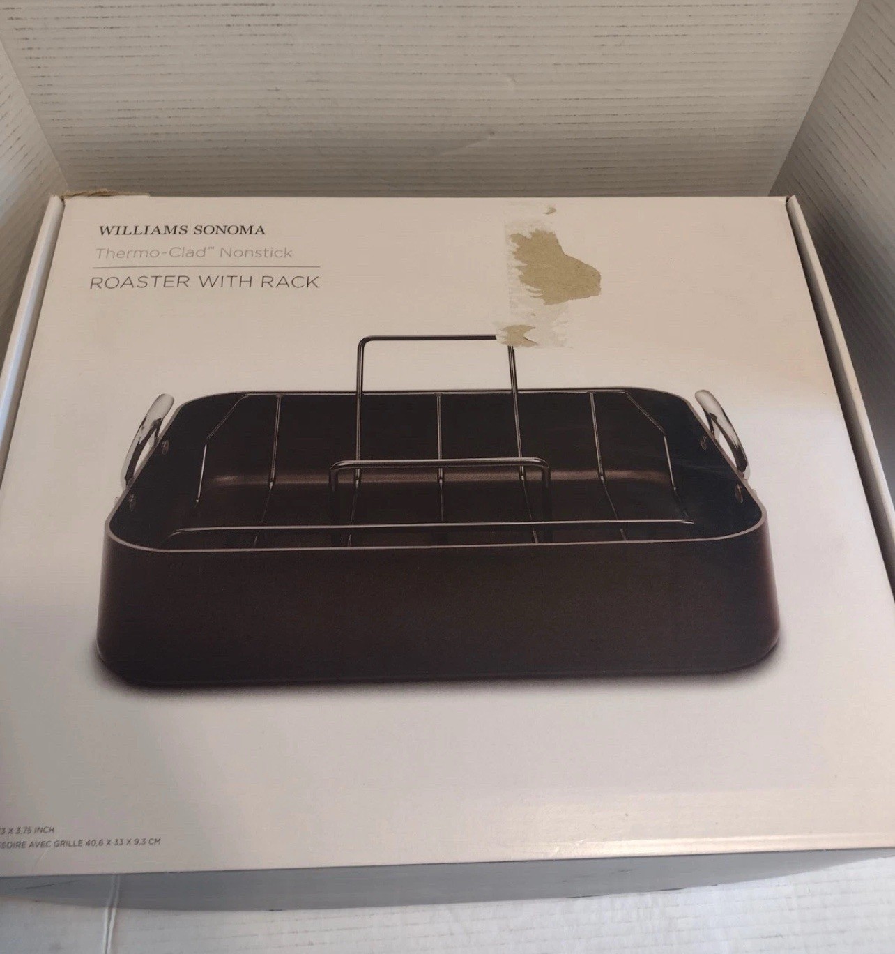 WILLIAMS SONOMA Thermo Clad Nonstick Roaster With Rack 16″ x 13″ x 3.75″