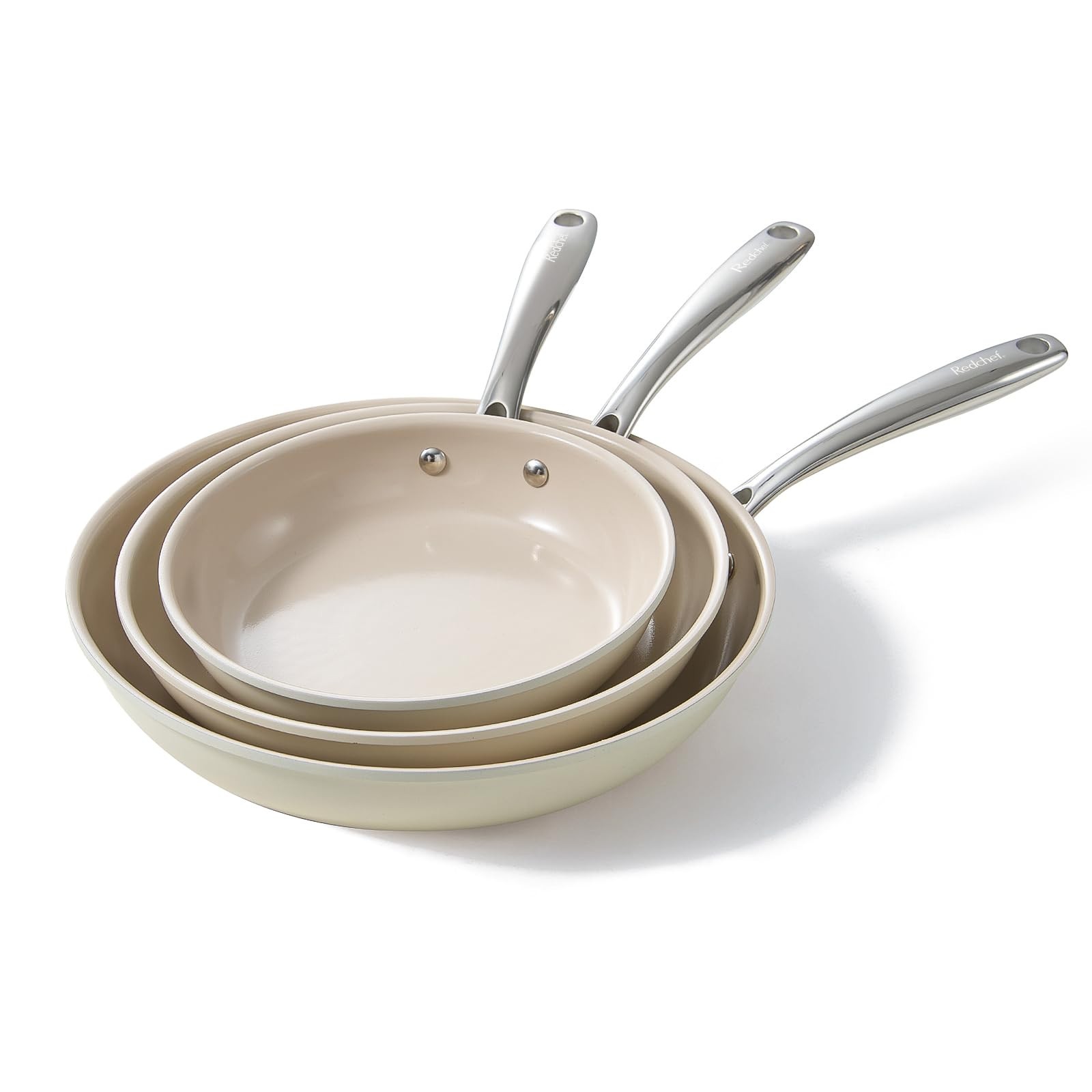 Non-Stick Ceramic Frying Pan Set – 8″, 9.5″, 11″ Skillets, PFAS Free, Oven Safe,
