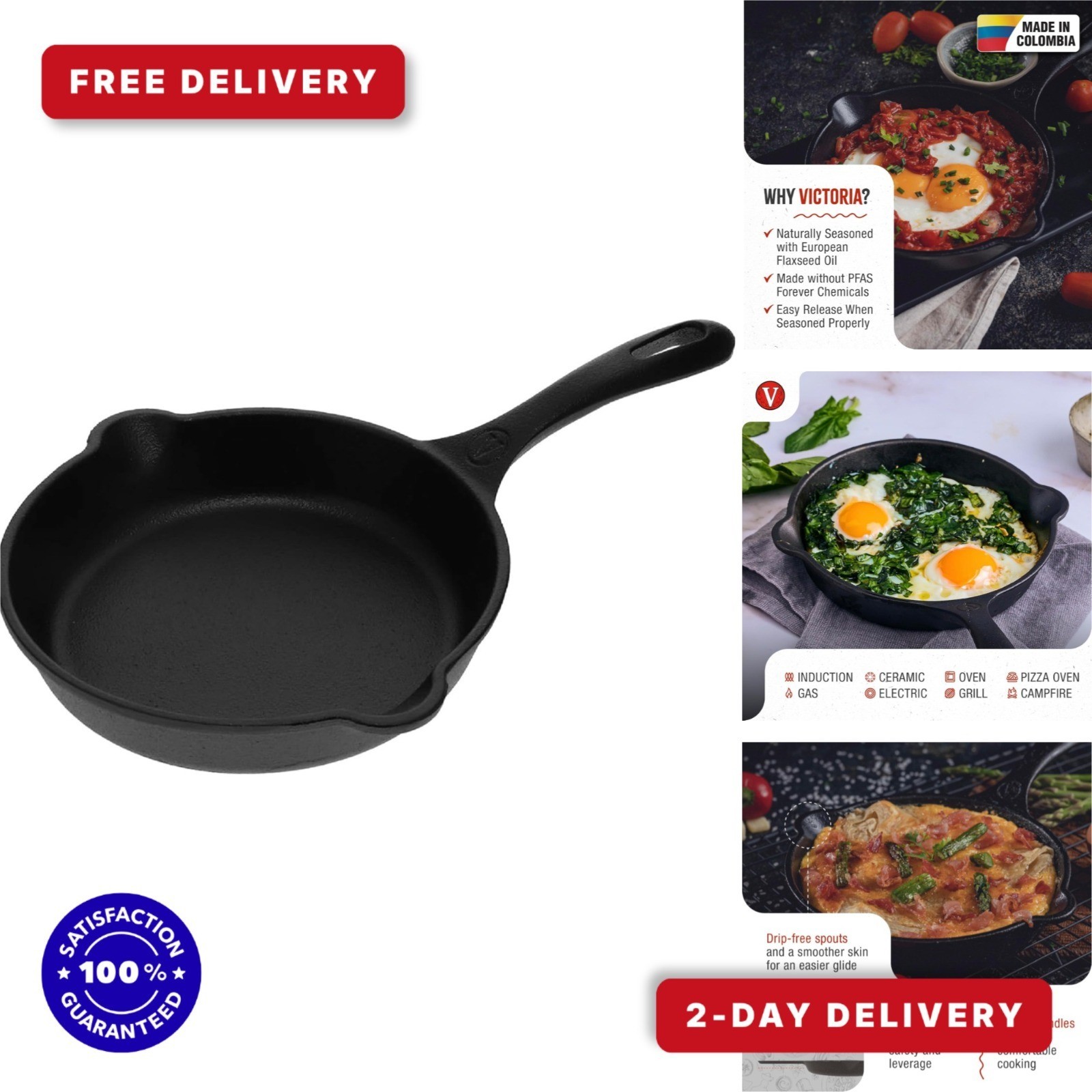 Victoria 6.5-Inch Cast Iron Skillet – Pre-Seasoned Frying Pan