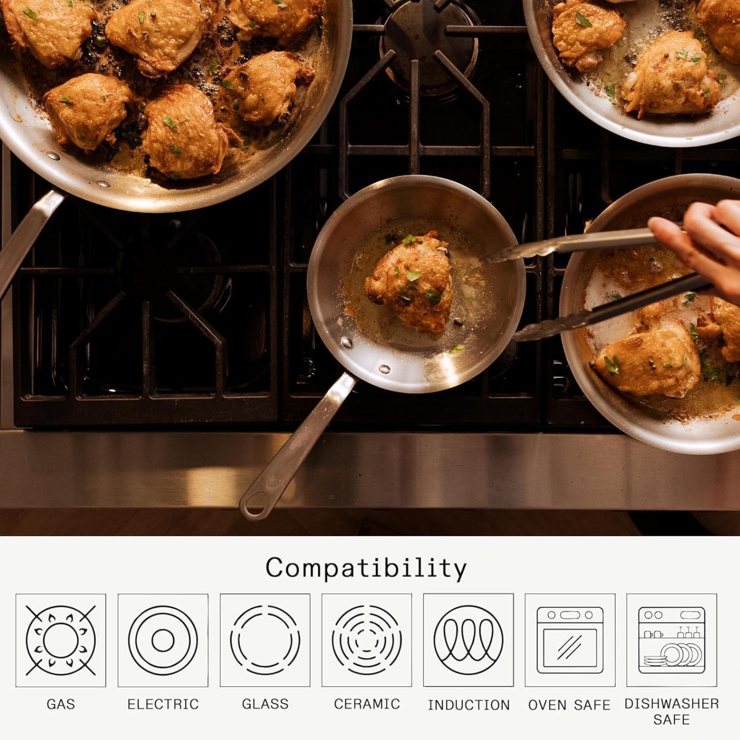 Made In 3-Piece Stainless Frying Pan Set 8 10 12in