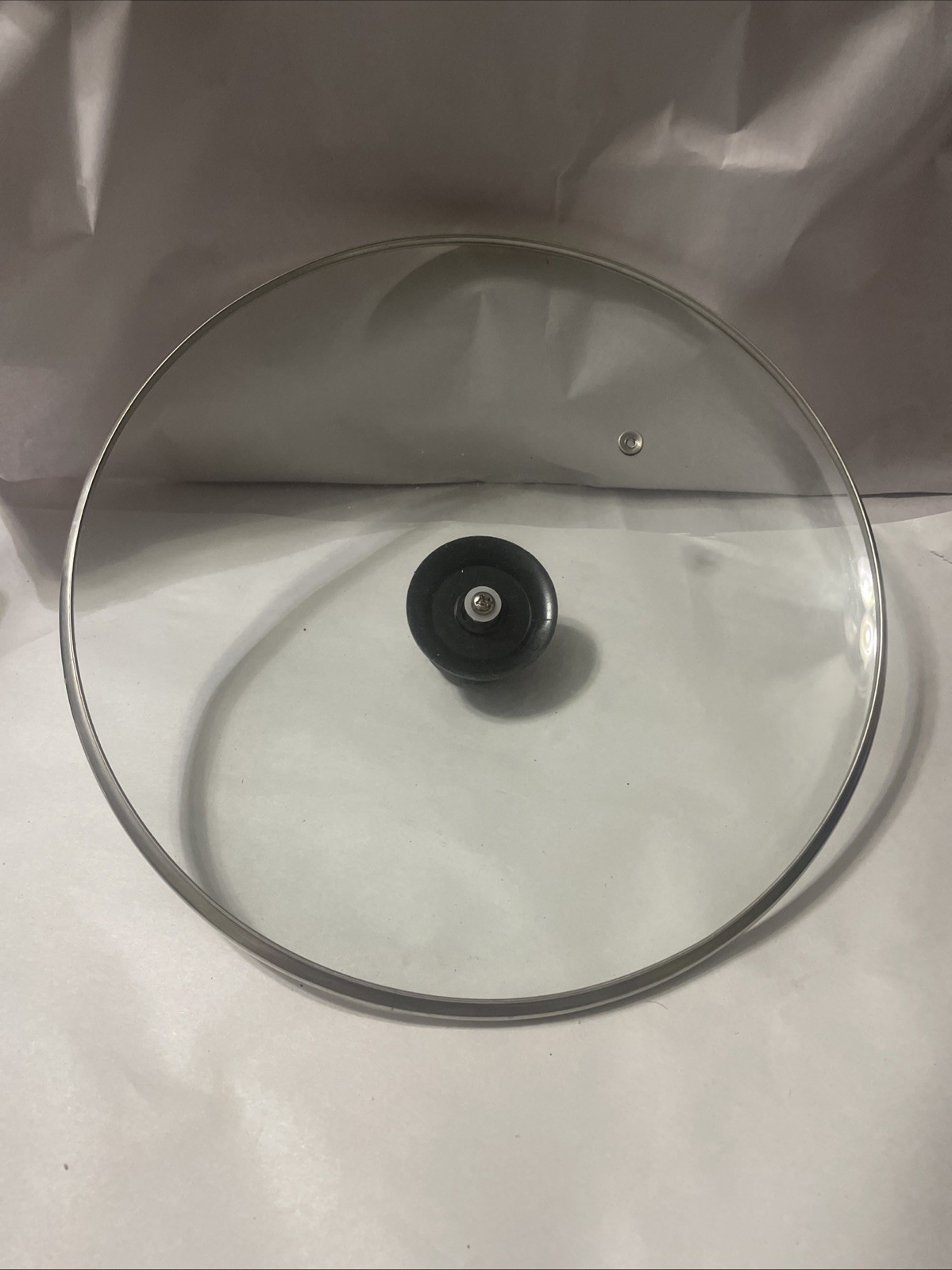 Large 11 inch Replacement Glass Lid W/ Stainless Steel Rim & Steam Hole Lid Only