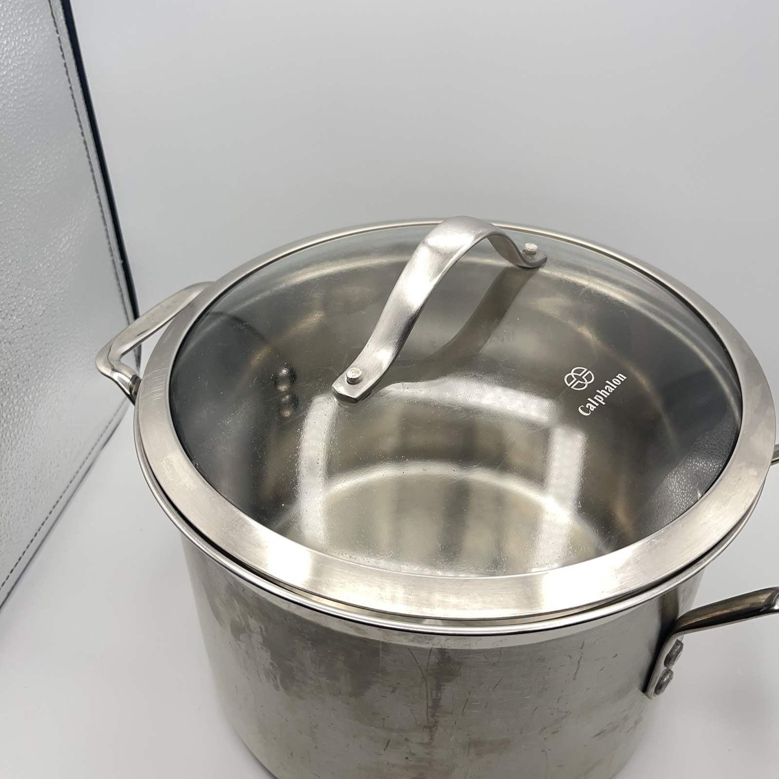 Calphalon 6 Quart Stock Pot 8608 Stainless Steel w/ Glass Lid 10″ 6 Qt Stockpot