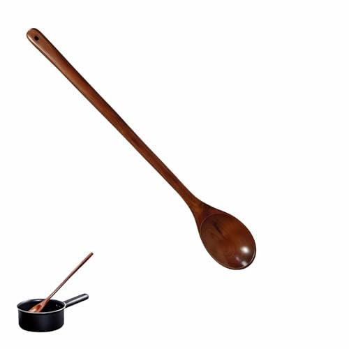 13″ Wooden Spoon for Nonstick Cookware,Extra Long Handle&Natural Wood,Burn