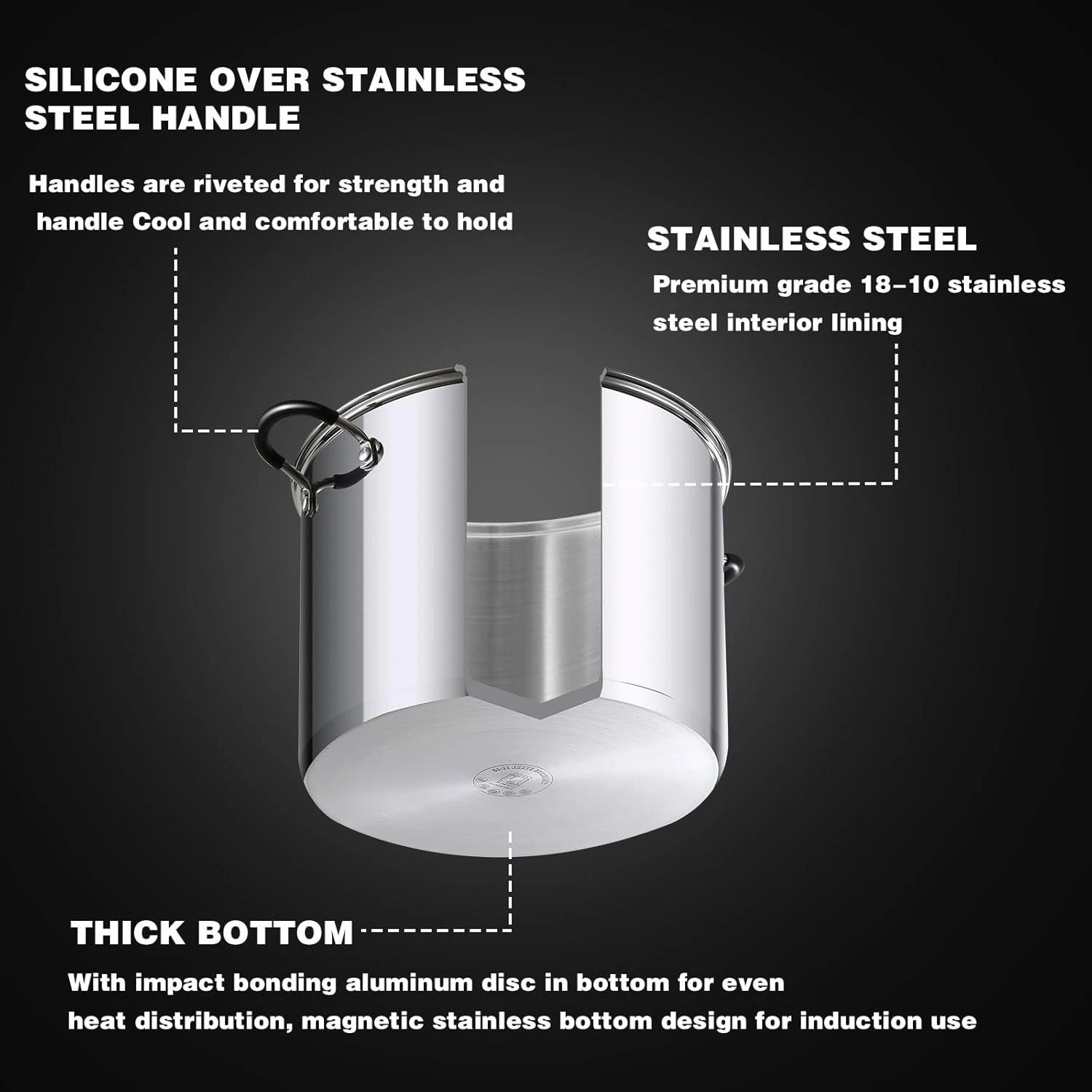 Induction Compatible 5 Quart Stainless Steel Stockpot – Effortless Cooking