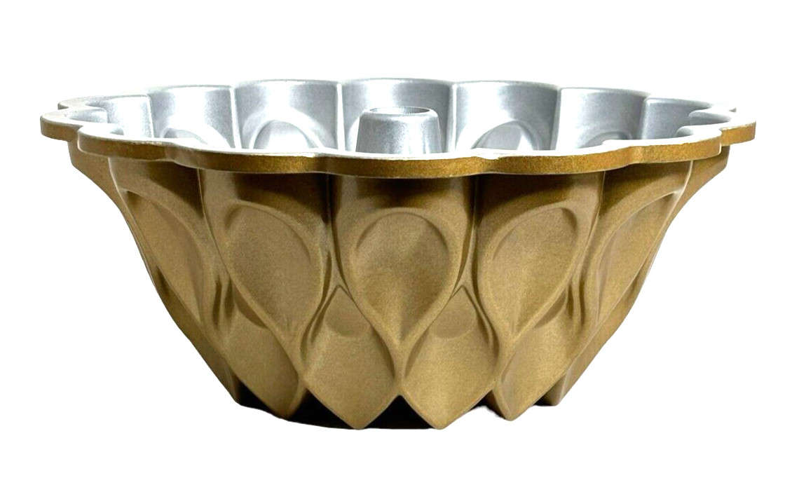Nordic Ware Crown Bundt Pan 10 Cups Gold and Silver Color