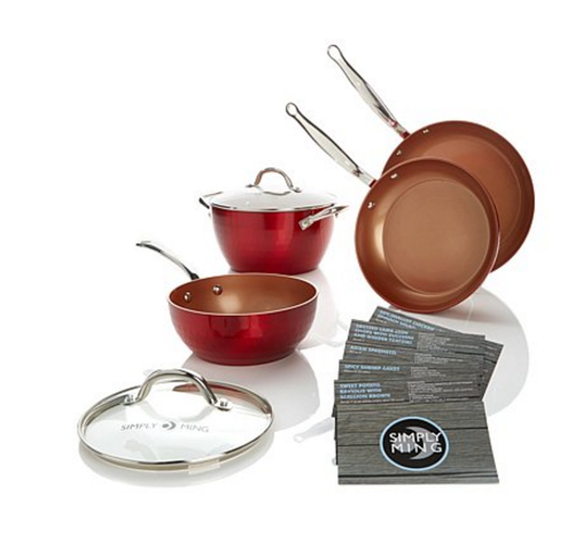 Simply Ming Tsai 6-piece Technolon+ Diamond Series Cookware Set ~ Race Car Red