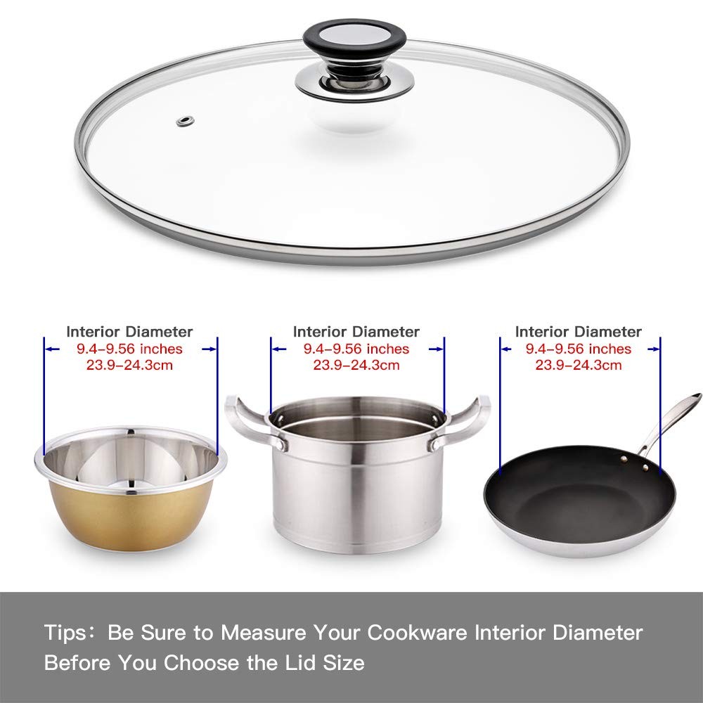 Glass Lid for Frying Pan, Fry Pan, Skillet, Pan Lid with Handle Coated in Sil…