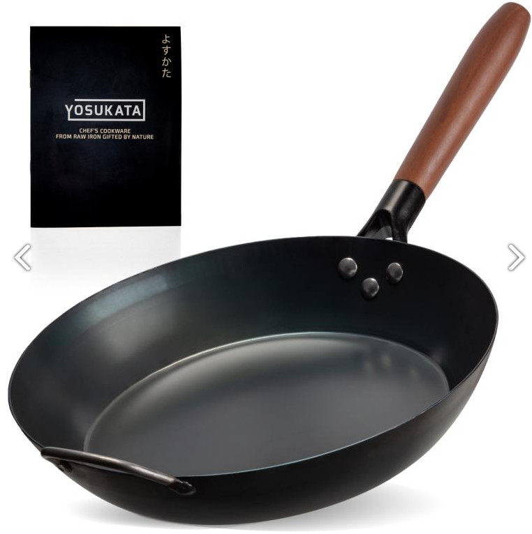 11.8″ Carbon Steel Frying Pan – Non-Toxic Pre-Seasoned Skillet with Removable…