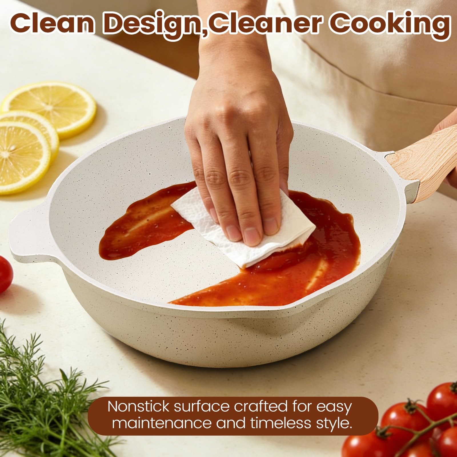 27PCS Pots and Pans Set, Nonstick Ceramic Cookware Set, Healthy Kitchen Cooki…