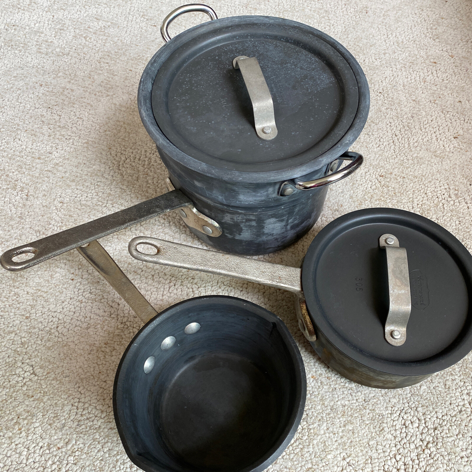 6 Piece – Commercial Aluminum 2 1/2 & 1 1/2 Qt Anodized Pot Lids Toledo Ohio USA