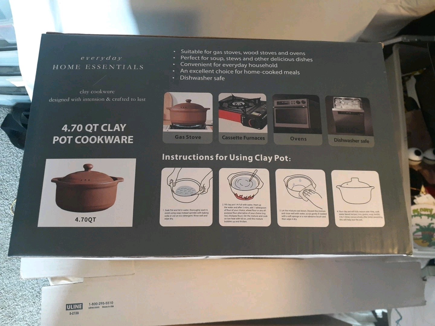 NWB Everyday Home Essentials 4.7 Qt Clay Pot Cookware