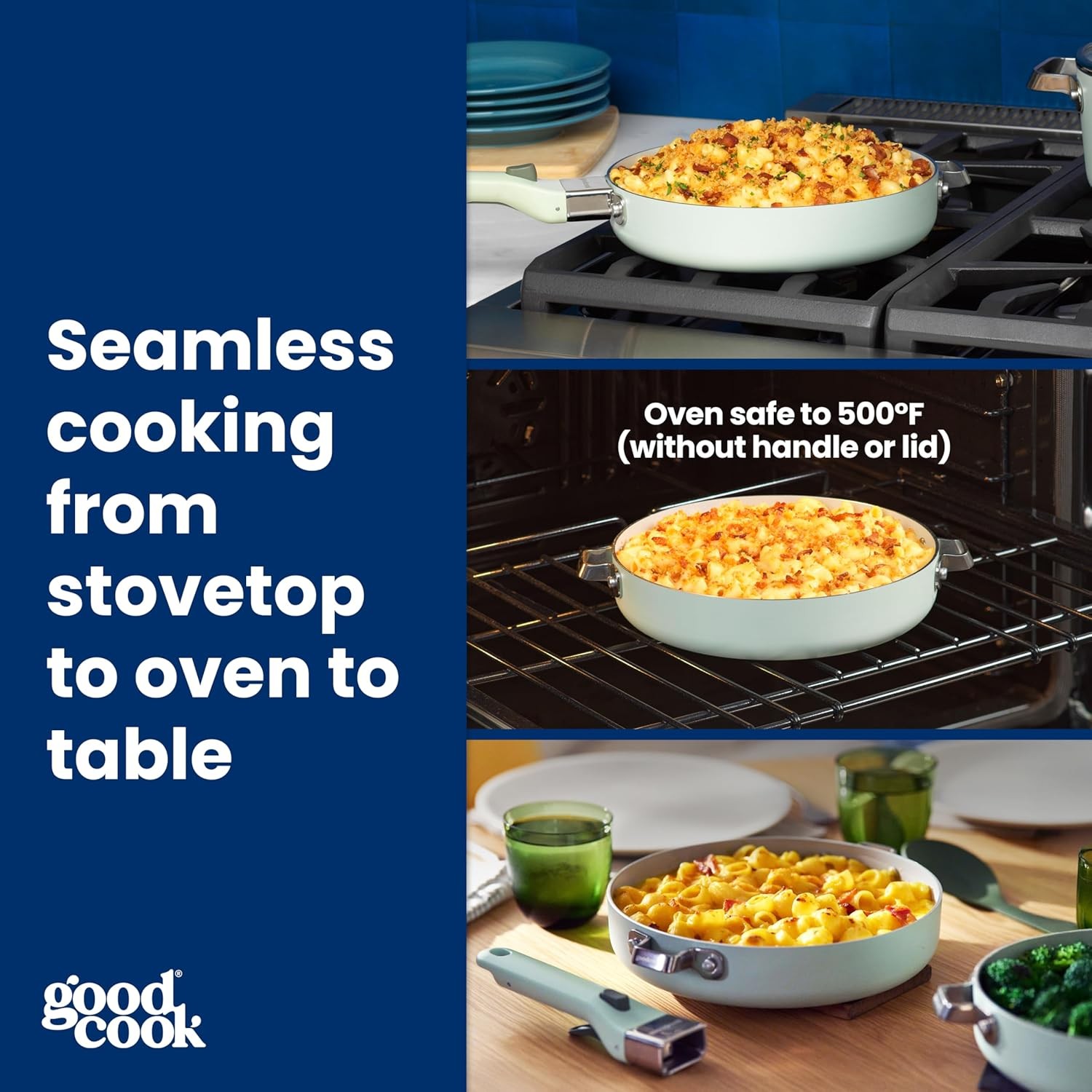 GoodCook Ceramic Cookware Set 5-Piece with Removable Handle, Induction Compatibl