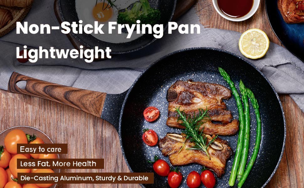 Nonsti Frying Pans Set with Lid, 10 In 11.5 In Aluminum Granite Coating