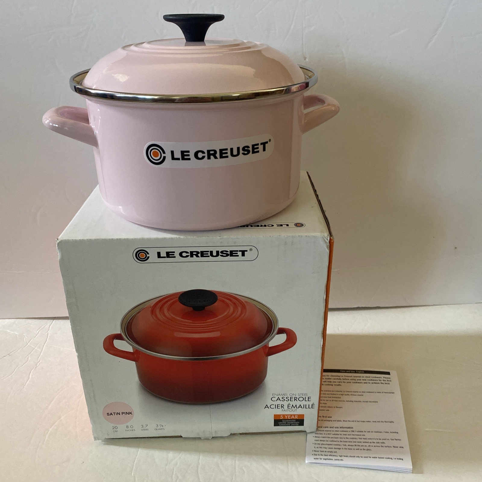 Pink Le Creuset Stock Pot Casserole 3 7/8 Quarts New In Box