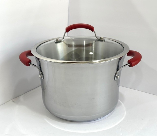 Rachel Ray Stainless Steel CookWear Red Handle Large Pot 6 1/2 QT 6.2 L