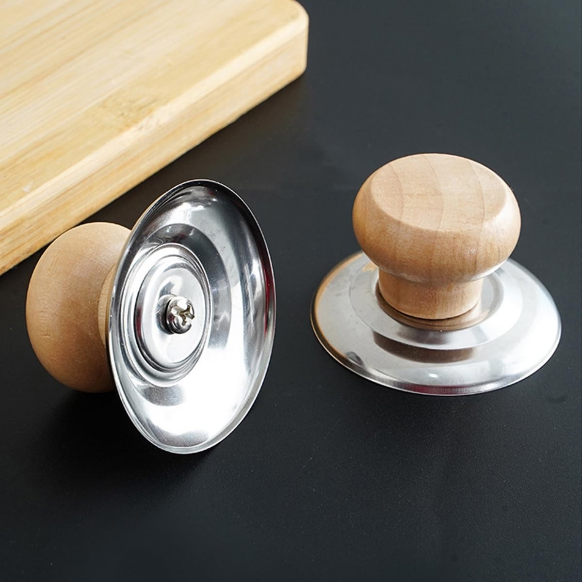 2 Pcs Universal Wooden Pot Lid Knob Replacement Handle Kitchen Cookware Pan