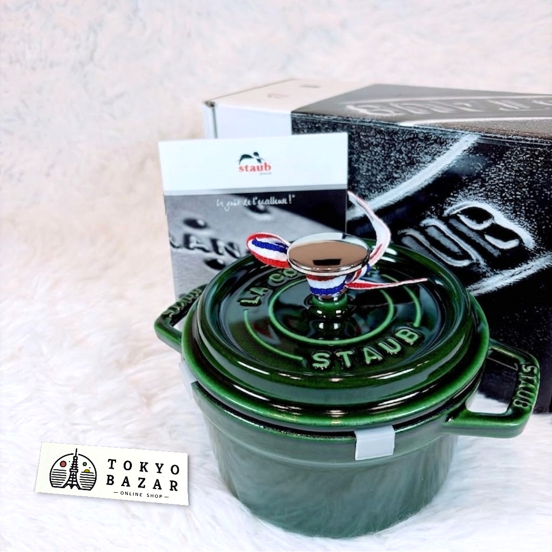 Staub Cast iron Pico Cocotte Ronde Round 14cm 0.8L BASIL GREEN from JAPAN NEW
