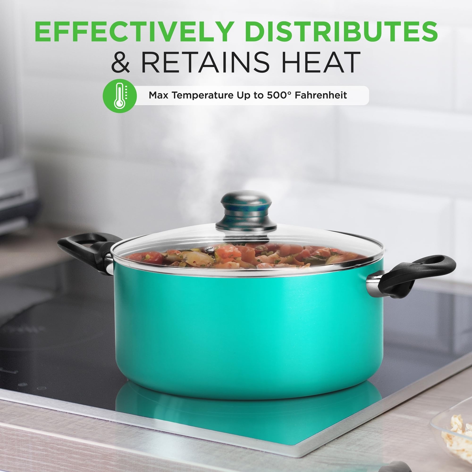 NutriChef 15-Piece Non Stick Kitchen Cookware Set PFOA/PFOS-Free, Colorful He…