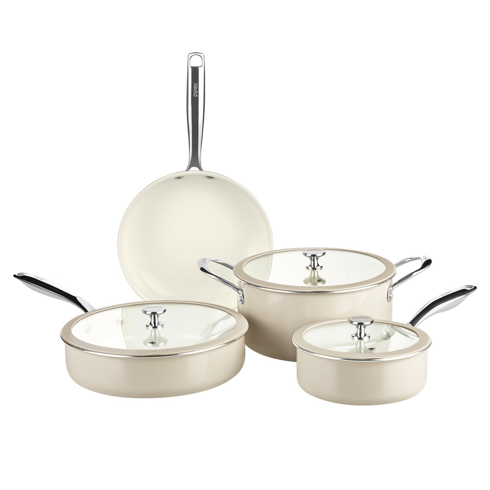 Pyrex 7 Piece Ceramic Cookware Set Nonstick Induction