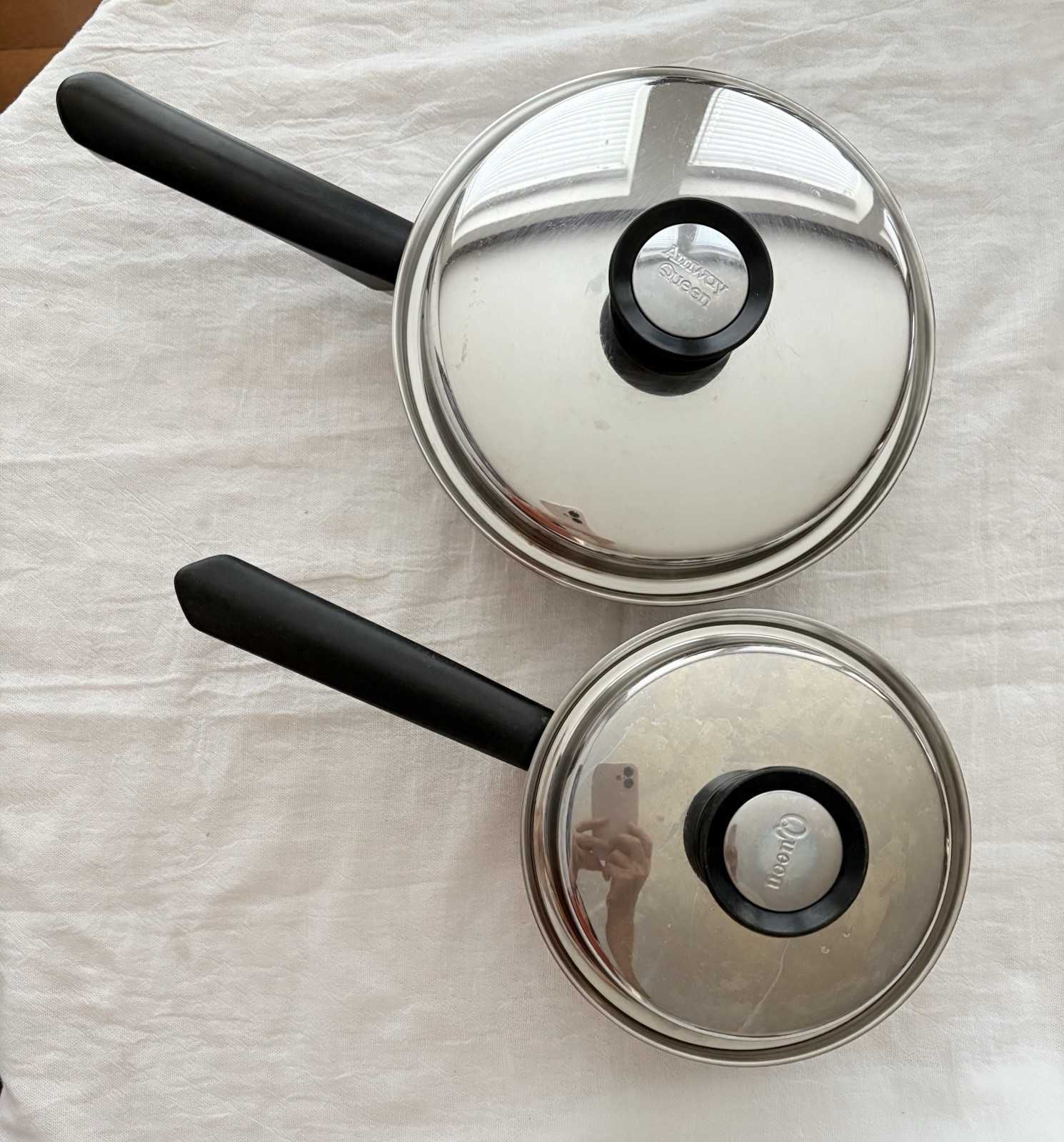 Amway Queen Multi-Ply 18/8 Stainless Cookware Set USA 8″ & 6.75″ Pots W Lids