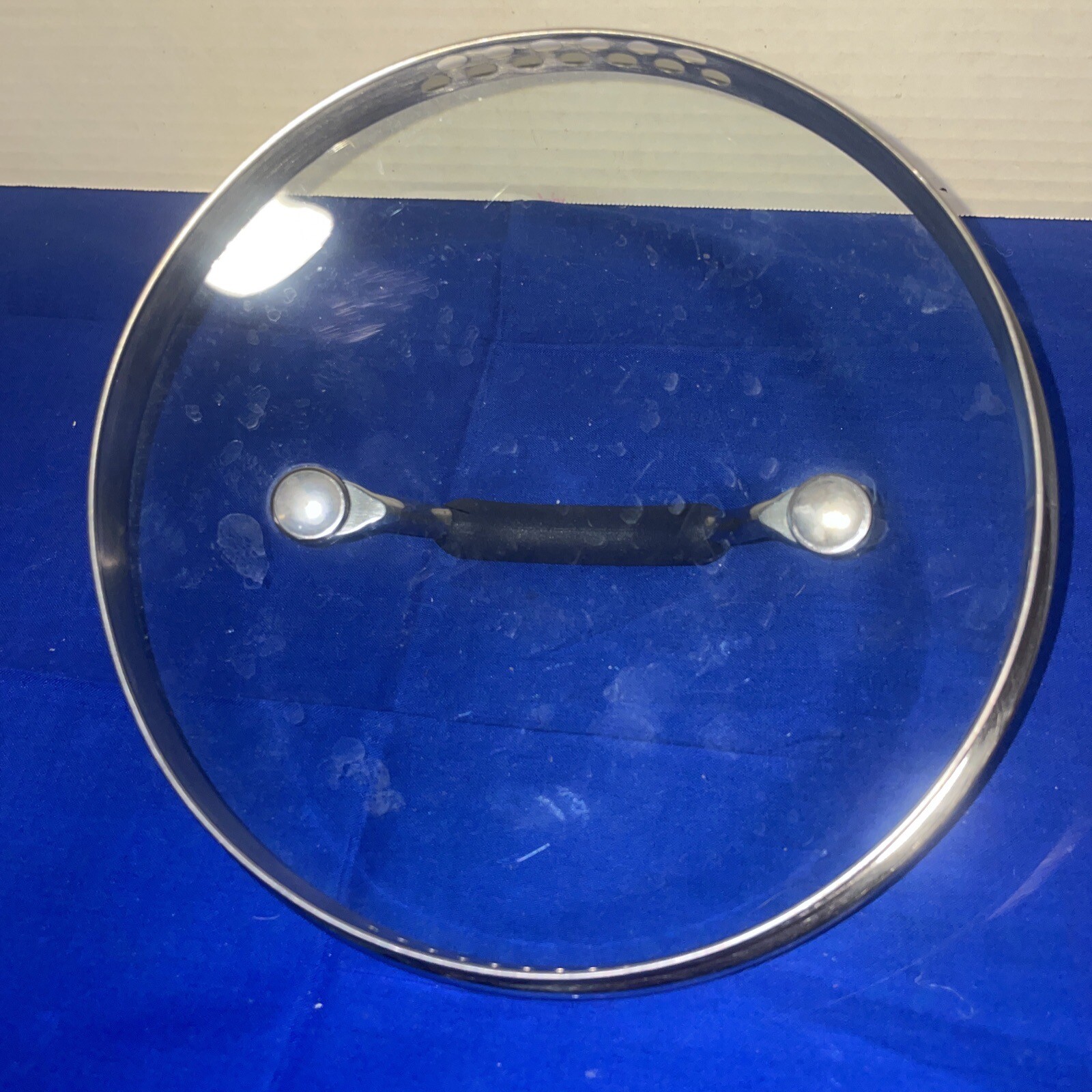 7”Strainer Lid/metal Handle With Black- Dark Blue Silicone – Estate Find