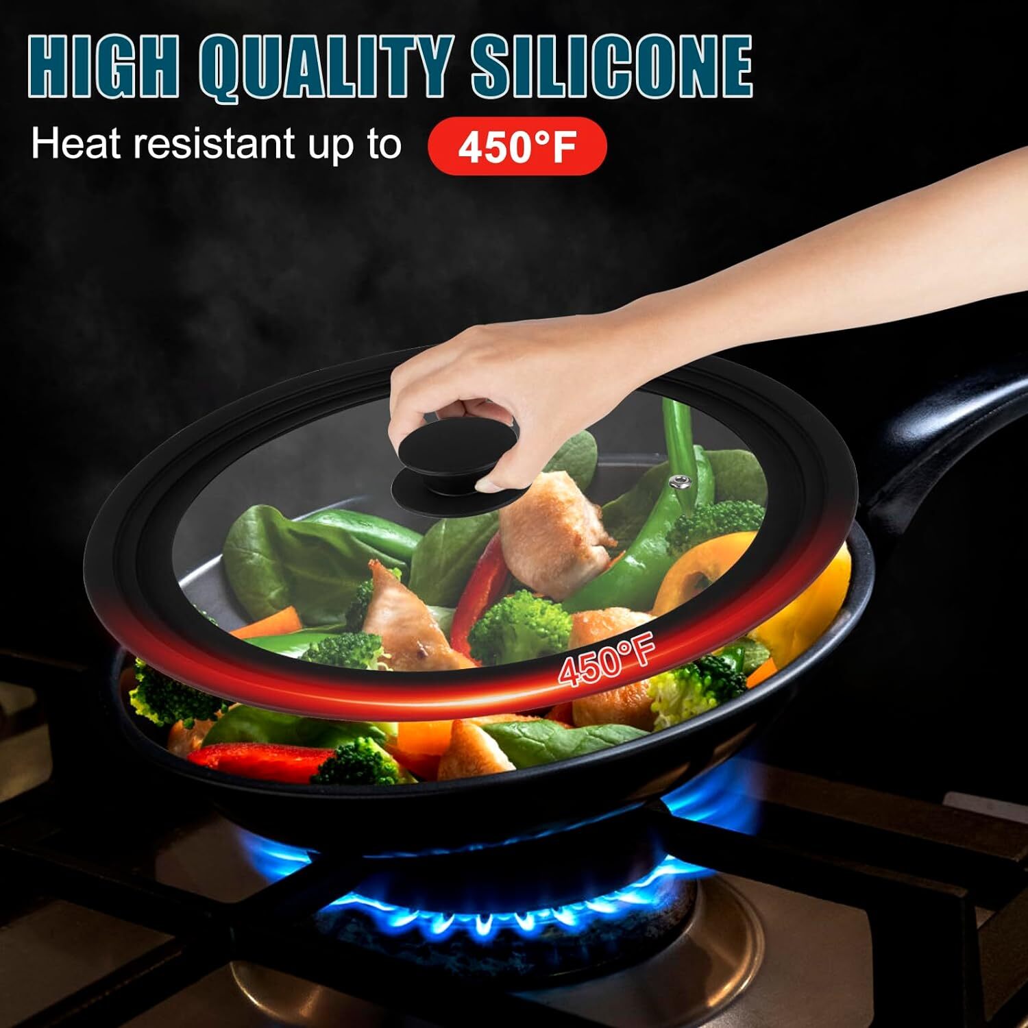 Universal Lid for Pots Pans and Skillets 2 Pack Pan Cover fit 7″ 8″ 9″ & 10″ …