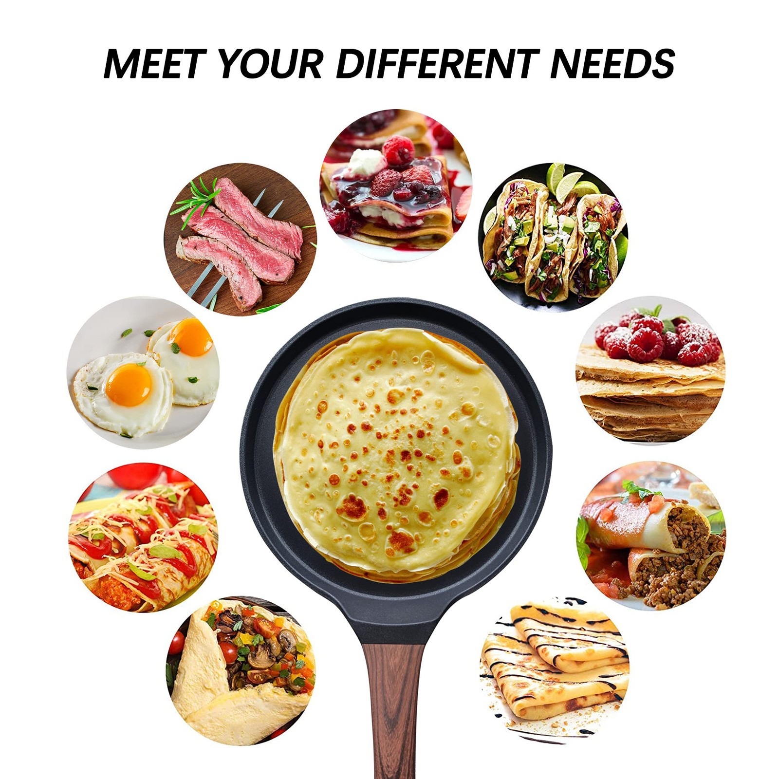 11 Inch Nonstick Crepe Pan Skillet Dosa Tawa Omelette Tortillas Griddle