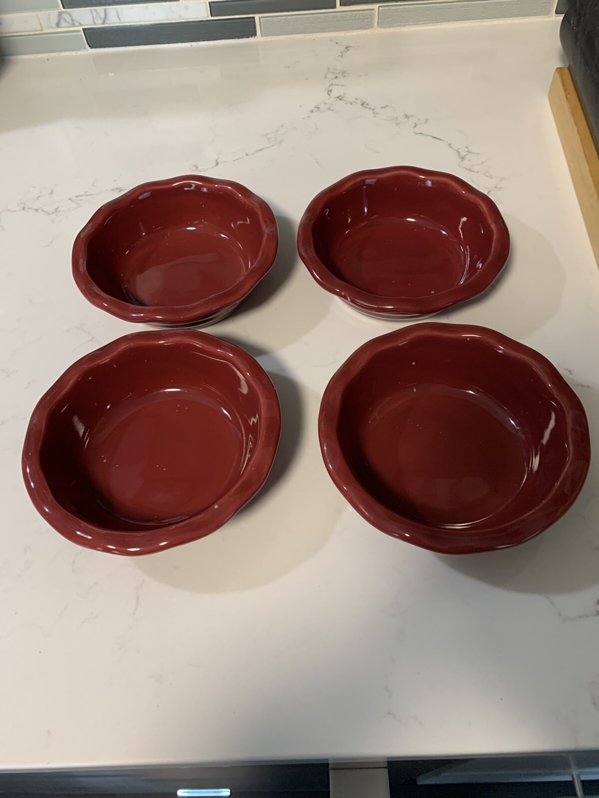 4 Roseville Red 5 1/2 Inch Baking Dishes